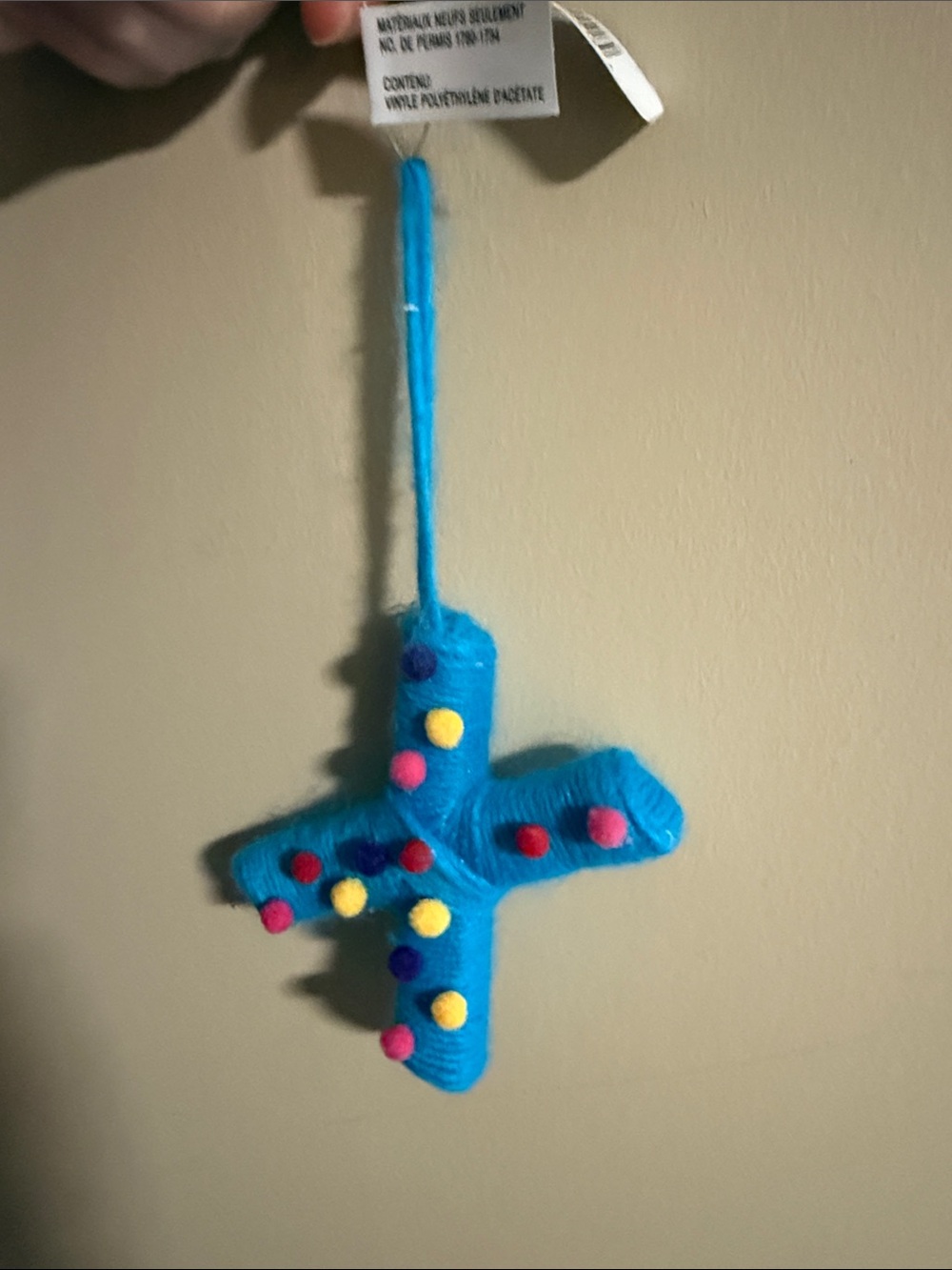 Ashland Bright Blue Plush Airplane with Colorful Pom-Poms letter “X”